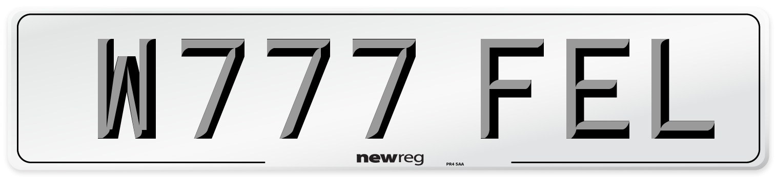 W777 FEL Number Plate from New Reg